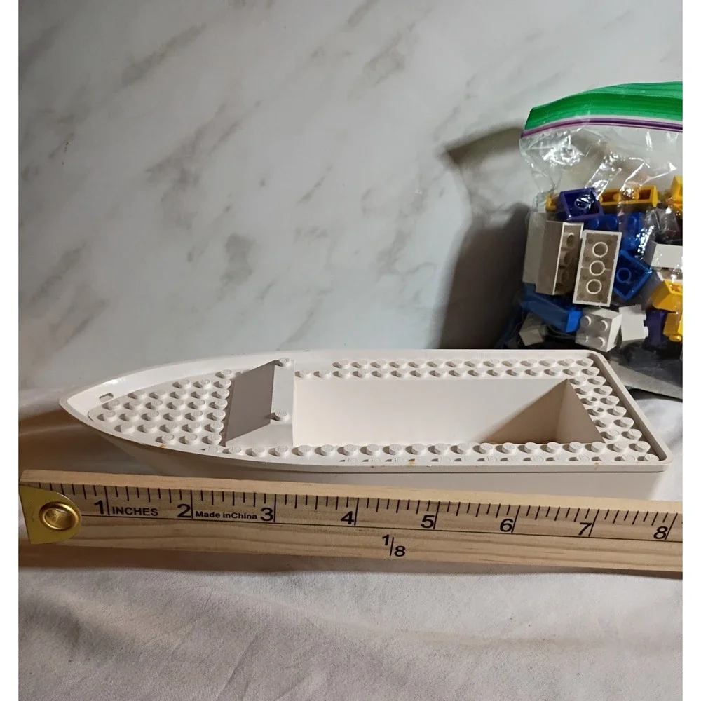 LEGO White Boat Hull Floating Base with Assorted Building Bricks Lot Vintage